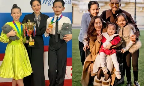 Con trai Khánh Thi mang sách vở theo học khi thi dancesport quốc tế, 2 lần vô địch thế giới vẫn ngoan ngoãn phụ mẹ chăm em
