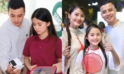 Grammy con gái Thanh Hiền cùng bố dượng đến trường quốc tế, tuổi 12 sở hữu làn da trắng, thành tích học tập xuất sắc