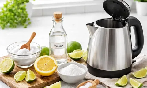 Ấm siêu tốc đóng cặn: 5 mẹo làm sạch nhanh, bật sáng như mới trong vài phút