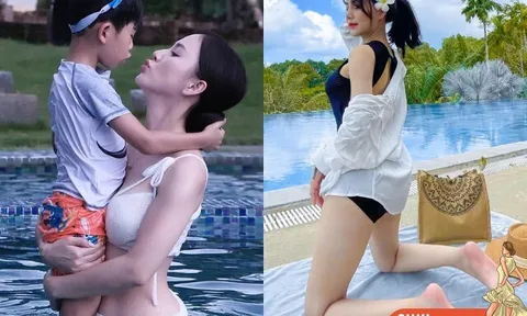 Mang bầu khi mới 23 tuổi, mỹ nhân đóng phim VTV giờ trẻ xinh như chị gái của con trai