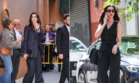 Bí quyết mặc quần dài thanh lịch mà không nhàm chán như Anne Hathaway ở tuổi 44