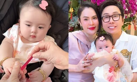 NSƯT Vũ Luân "phục vụ" con gái duy nhất từ cái móng tay, bé Lương Bình Thụy Yên được mẹ Phương Lê diện đồ như búp bê