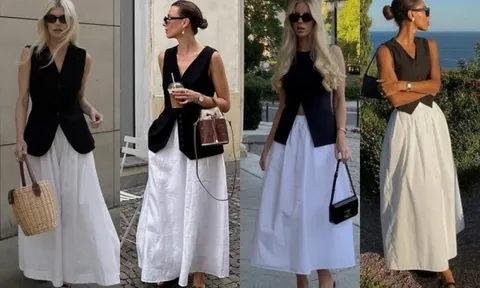 Chỉ với áo gile đen và váy trắng: công thức mặc tối giản mang đậm khí chất “old money”