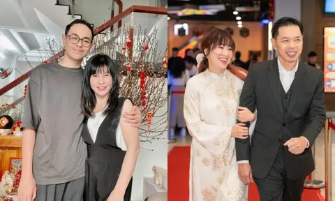 Con trai Cát Phượng vui vẻ trò chuyện cùng vợ sau của bố Thái Hòa, diện mạo điển trai chuẩn nam thần điện ảnh "nhà nòi"