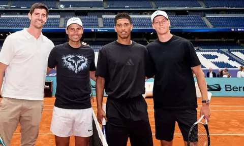 Nadal cùng dàn sao Real Madrid đấu tennis tại Bernabeu
