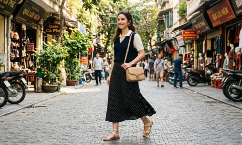 Váy chấm bi hè 2026 trở lại: Công thức mặc đơn giản nhưng tôn dáng bất ngờ