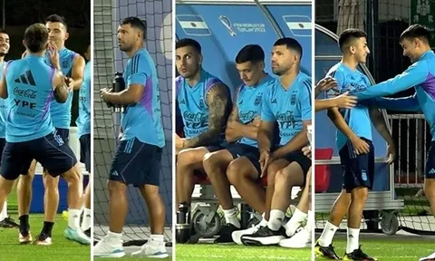 Aguero bất ngờ xuất hiện trên sân tập tuyển Argentina