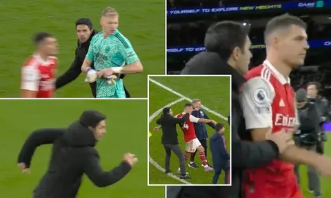 Arteta hoảng hốt chạy nước rút ngăn Xhaka đánh nhau