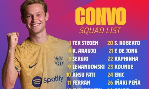 Barca chính thức công bố đội hình đấu M.U