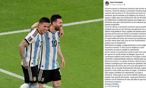 Bức thư Enzo Fernandez gửi Messi năm 2016 gây sốt trở lại