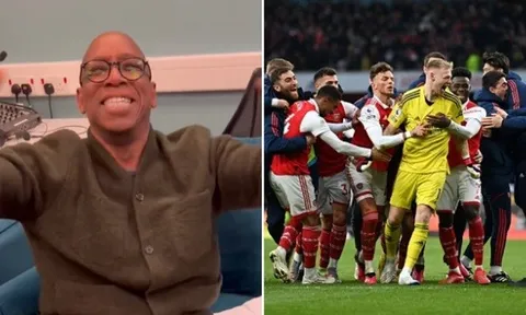 Ian Wright ăn mừng cuồng nhiệt sau bàn thắng của Reiss Nelson