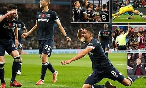 Đè bẹp Villa, West Ham làm một công đôi chuyện với thành Manchester