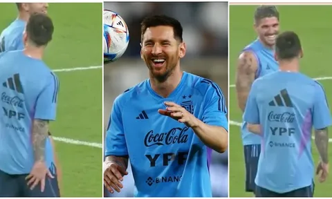 De Paul phản ứng với trò đùa thót tim của Messi