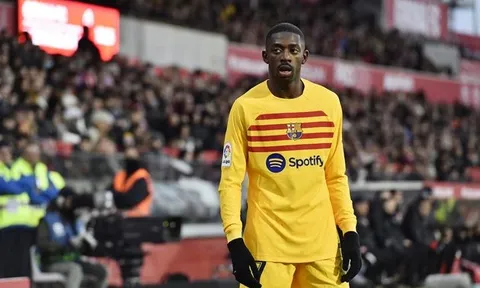 Dính chấn thương, Dembele có nguy cơ vắng mặt ở trận Man United
