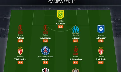 Đội hình tiêu biểu vòng 14 Ligue 1