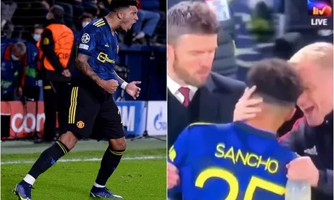 Hình ảnh cảm động của Sancho và Van de Beek cuối trận thắng Villarreal