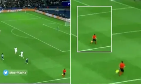 Mải mê nhìn Messi rê bóng, trọng tài biên chạy luôn vào sân