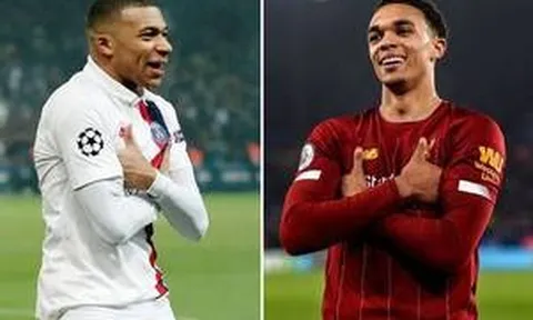 Đây, phản ứng của Mbappe khi bị Alexander-Arnold 'copy' pha ăn mừng!