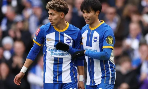 Mitoma ghi bàn trong ngày Brighton vào bán kết FA Cup