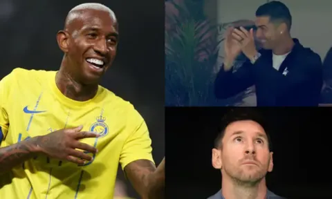 Ronaldo cười tươi khi đồng đội xé lưới Inter Miami