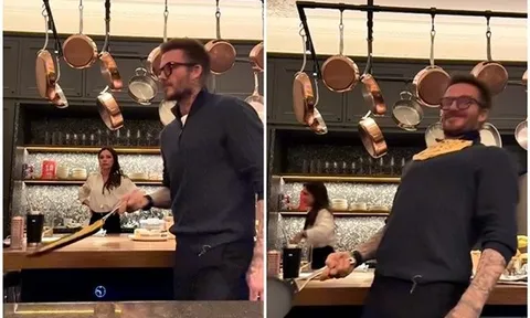 David Beckham trổ tài nấu ăn khiến vợ phì cười