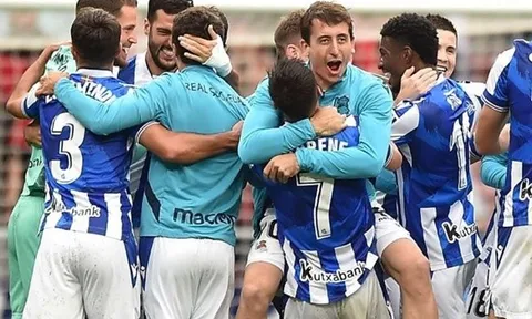 Kubo cùng đồng đội vỡ òa khi có vé dự Champions League