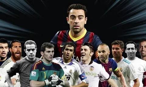 Xavi và 10 danh thủ Tây Ban Nha xuất sắc nhất mọi thời đại