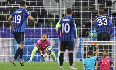 10 người, 1 thẻ đỏ; Man City hòa như thua trước Atalanta