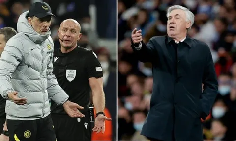 Tuchel nổi đóa khi trọng tài chung vui với Ancelotti
