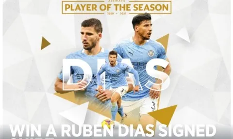 CHÍNH THỨC! Ruben Dias lần thứ hai được vinh danh