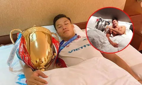 Ăn mừng danh hiệu V-League đầu tay, Quế Ngọc Hải "học" theo Lewandowski