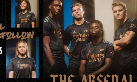 Arsenal công bố áo sân khách 2022/23 phong cách 'cool ngầu'