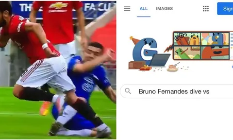Bật cười với kết quả của Google khi gõ từ khóa 'Bruno Fernandes ăn vạ với...'