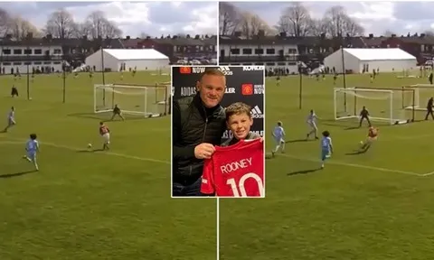 "Cậu cả" nhà Rooney lập siêu phẩm theo phong cách Messi vào lưới U12 Man City