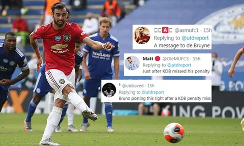 CĐV Man Utd: "Cậu ấy đang cà khịa De Bruyne với cú sút 11m hỏng đấy à?"