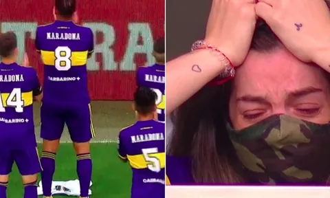 Con gái cưng của Maradona bật khóc nức nở trên khán đài Boca Juniors