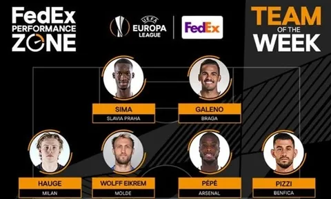 Đội hình tiêu biểu vòng 5 Europa League: Dấu ấn Arsenal