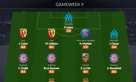 Đội hình tiêu biểu vòng 9 Ligue 1: Tân binh PSG, "song sát" Monaco