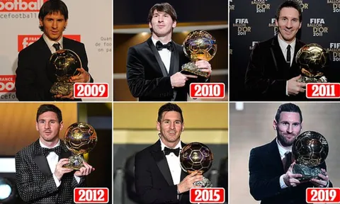 Toàn cảnh 6 danh hiệu Quả bóng vàng của Lionel Messi