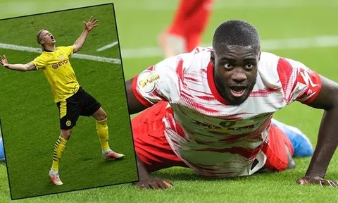 Haaland đầy uy lực, làm tân binh Bayern ngã sõng soài rồi ghi bàn