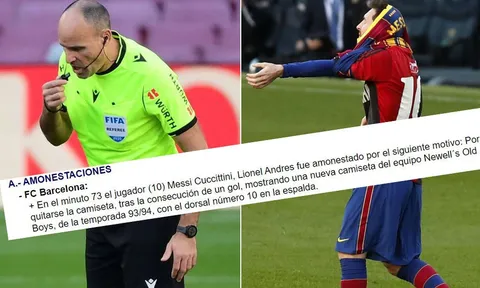 Hành động đặc biệt của trọng tài sau khi rút thẻ vàng cho Messi