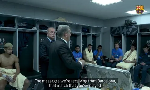 Laporta khen ngợi tập thể Barca trong phòng thay đồ sau trận thua Real