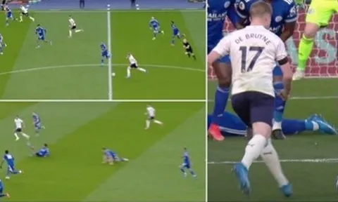 "Ma thuật kiến tạo" của De Bruyne khiến cặp trung vệ Leicester ngã sõng soài