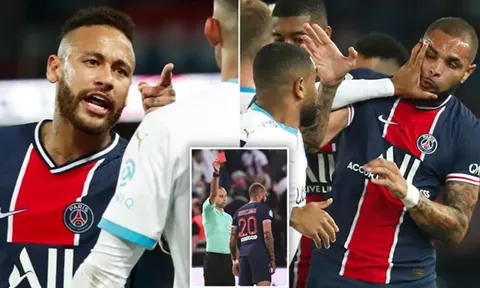 Neymar bị thẻ đỏ, PSG thua trận derby trong cảnh hỗn chiến bạo lực