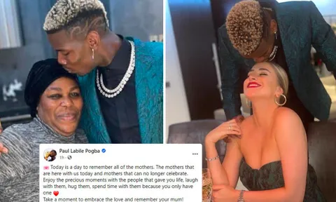 Paul Pogba thể hiện tình cảm với 2 người phụ nữ của cuộc đời