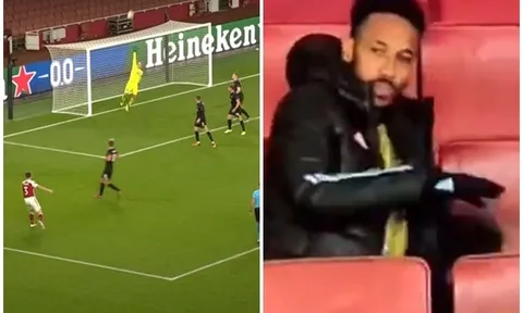 Phát bực với 1 sao Arsenal, Aubameyang càu nhàu đẩy ghế dự bị 2 lần