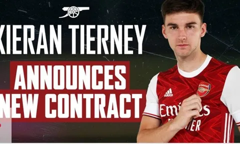 CHÍNH THỨC! Arsenal gia hạn 5 năm với Kieran Tierney