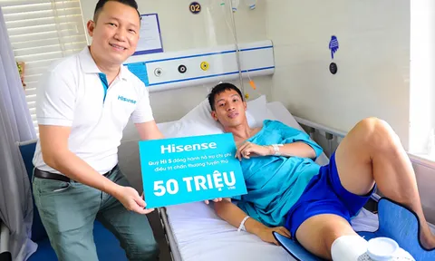 Quỹ Hi S từ Hisense Việt Nam đến thăm, động viên và hỗ trợ tuyển thủ Hùng Dũng 50 triệu đồng
