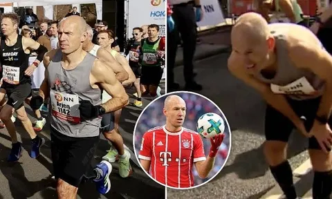 Robben hoàn thành 42 km đường chạy với tốc độ khó tin