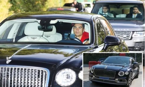 Ronaldo lạnh lùng trong siêu xe Bentley, vệ sĩ hộ tống đến tận sân tập